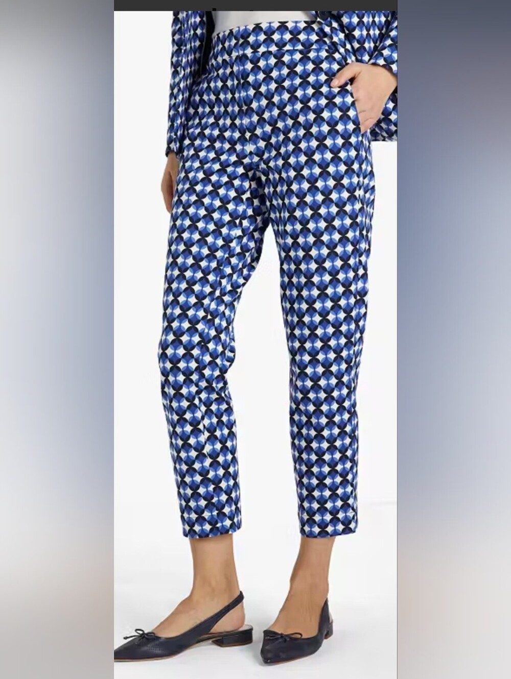Kate Spade NWT Patio Tile Doris Cropped Tailored Blazer Blue/ Cream Pant  Size 2